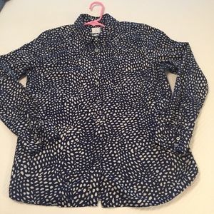 Gap Navy & White Cotton Blouse.  Size L